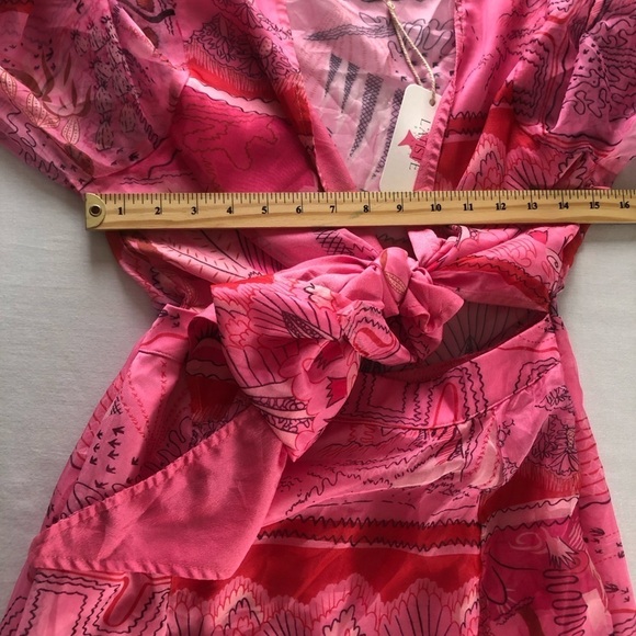 L'ATISTE BY AMY Pink Sheer Cut Out Maxi Dress NWT Size M Beach Cover - Picture 13 of 13